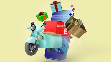 bike delivery and mobile 3d rendering for  delivery applications  content. photo