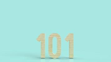 101 wood number 3d rendering on blue background symbol for beginner concept photo