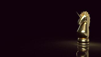 The gold unicorn chess for start up business content 3d rendering photo