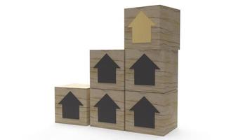 house on wood cube for  Property concept 3d rendering. photo