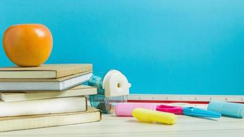 Back to school concept image colorful background. photo