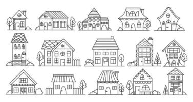 buildings doodles set vector