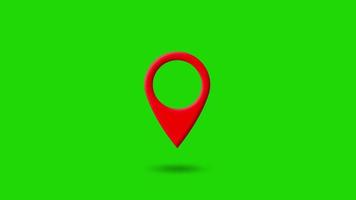 GPS-förflyttning av nål som visar platsen på kartan, GPS-förflyttning av nål för en karta, animering av platskarta pin GPS-pekare. 4k video