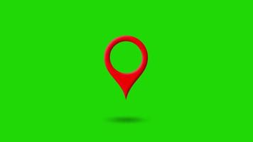 movimiento gps del pin que muestra la ubicación en el mapa, movimiento gps del pin para un mapa, animación del marcador de puntero gps del pin del mapa de ubicación. 4k video