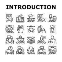 Introduction Speech Collection Icons Set Vector