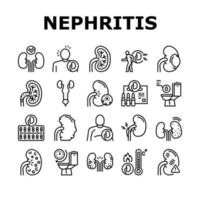 Nephritis Kidneys Collection Icons Set Vector