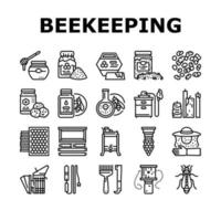 Beekeeping Profession Occupation Icons Set Vector