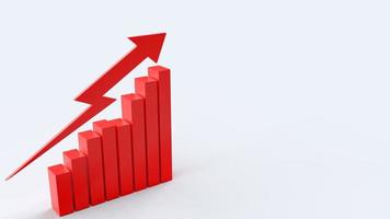 The red arrow and chart on white background 3d rendering for business content. photo