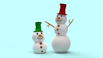 snowman on blue background for Christmas content 3d rendering. photo