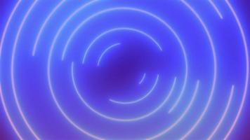 glowing loop neon animation. spin geometric rotation abstract element. light beam dynamic movement laser ring, round eclipse motion power balance space graphic blue and purple shape particle effect video