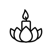 candle in lotus flower icon vector outline illustration