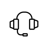 headphone with integrated microphone icon vector outline illustration