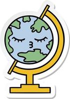 sticker of a cute cartoon globe of the world vector