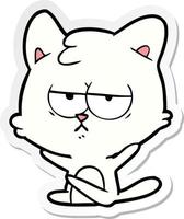 sticker of a bored cartoon cat vector