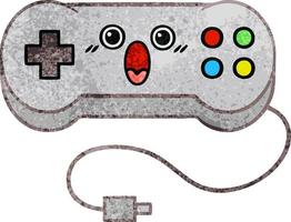 retro grunge texture cartoon game controller vector