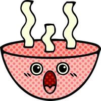 comic book style cartoon bowl of hot soup vector