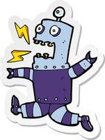 sticker of a cartoon terrified robot vector