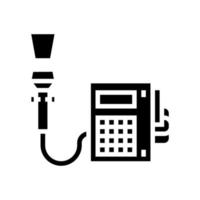 barcode scanner with pos terminal glyph icon vector illustration