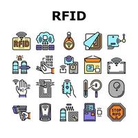 conjunto de iconos de colección de tecnología de chip rfid vector