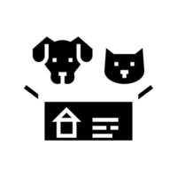 perro y gato buscando nueva casa glifo icono vector ilustración