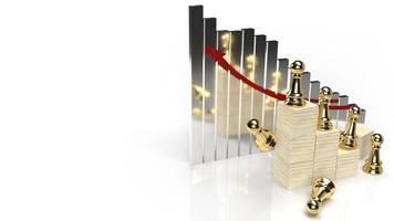 gold chess and chart for business content 3d rendering. photo