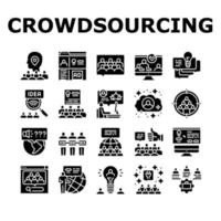 Crowdsourcing Business Collection Icons Set Vector Illustration