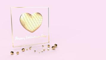 gold  heart and gold Fram on pink background 3d rendering for Valentine's Day content. photo