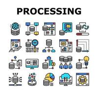 Digital Processing Collection Icons Set Vector Illustration