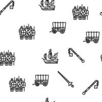 Medieval Warrior Weapon And Armor Vector Seamless Pattern