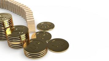 wood domino and gold coin 3d rendering abstract image for business content. photo