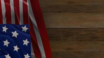 USA flag  placed on old wooden 3d rendering. photo