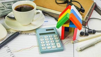 A Home toy on business work table close up image. photo