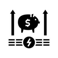 crecimiento dinero energía ahorro glifo icono vector ilustración