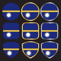 nauru flag vector icon set with gold and silver border-01