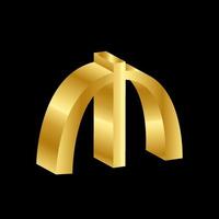 gold 3D luxury manat currency symbol vector