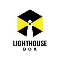 creative and simple lighthouse box cube logo vector template