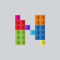 colorido juego bloque ladrillo juguetes fuente tipo de letra letra a vector