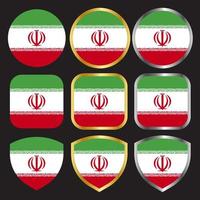 icono de vector de bandera de irán con borde dorado y plateado