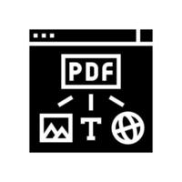 image, text and web site page to pdf file glyph icon vector illustration