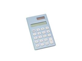 calculadora azul sobre fondo blanco imagen aislada. foto