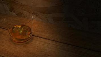 whisky de renderizado 3d en imagen de vidrio. foto