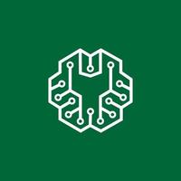 futuristic brain logo template for artificial intelligence vector