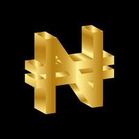 gold 3D luxury naira currency symbol vector