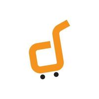 letter d shopping cart simple logo icon vector