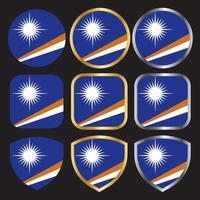 marshall islands flag vector icon set with gold and silver border