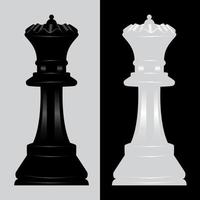 Queen black and white chess piece vector illustration