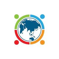 world comunity logo with people and globe illustration vector