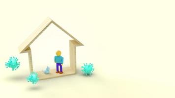 wood toys home and wooden figure 3d rendering for work from home content. photo