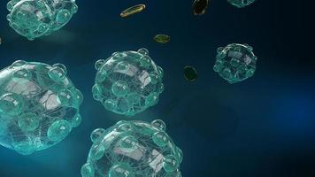 virus in dark tone 3d rendering for  medicine  and  healthcare content. photo