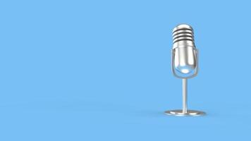 micrófono vintage sobre fondo azul renderizado 3d para contenido de podcast. foto